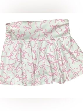🎀 Adorable Pink Bow Print Pleated Skirt / Skort 🎀